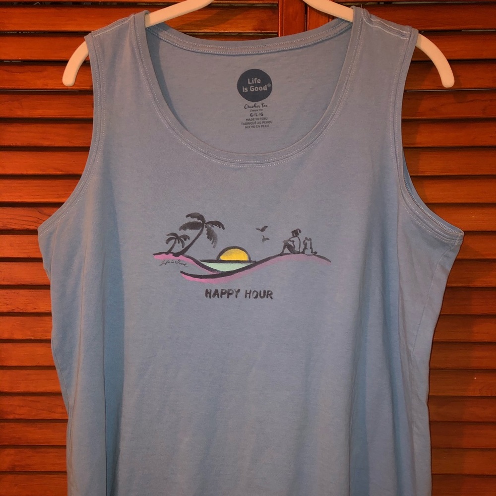 Life is Good Tank Top Blue Large